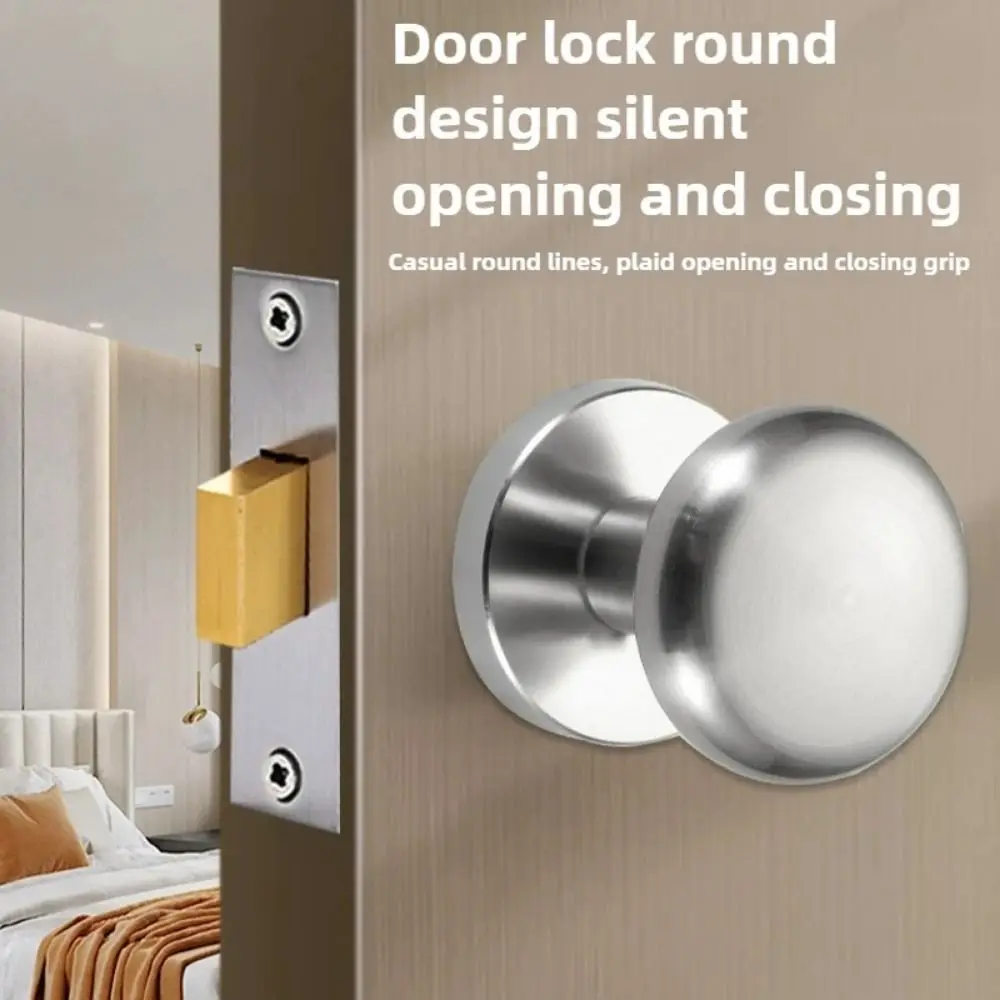 

Round Handle Single-sided Invisible Door Lock Concealed Keyless Door Knob High Quality Silent Door Handle Bedroom