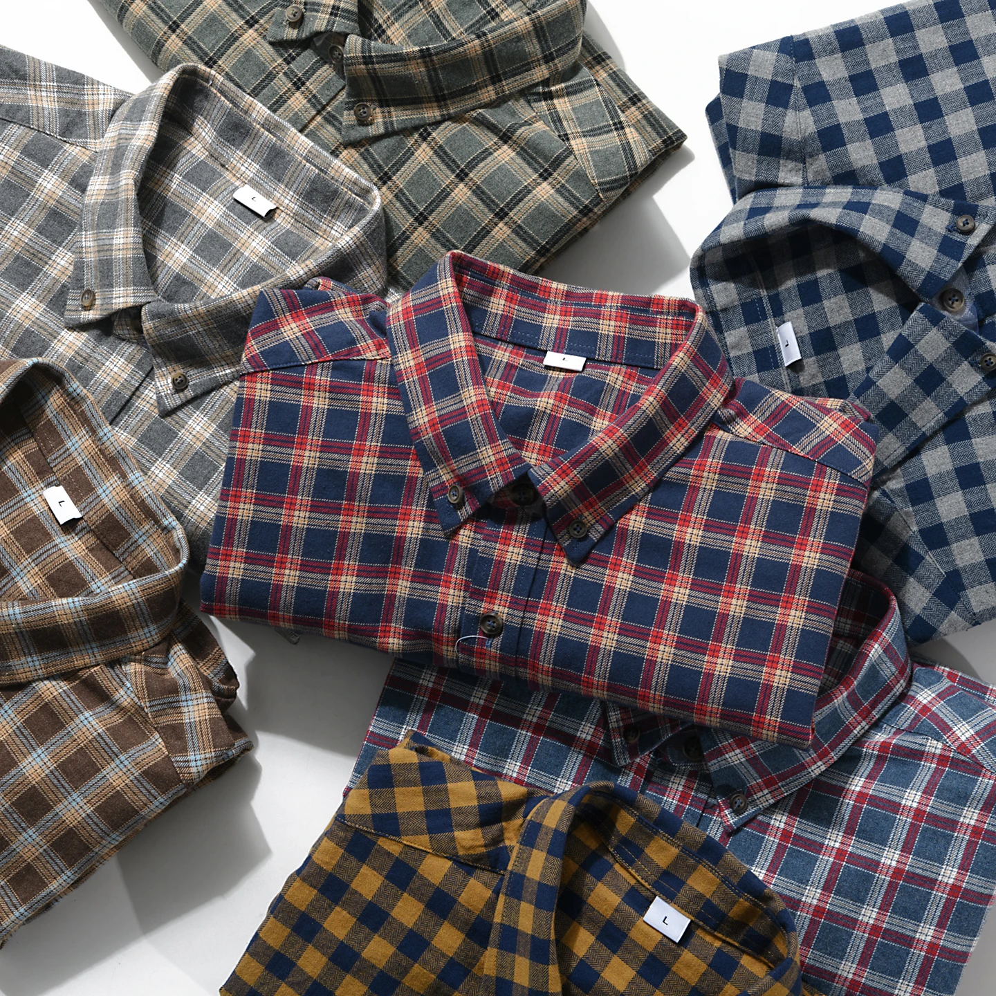 

Classic Plaid Long Sleeve Men's Shirt Washed Pure Cotton Casual Commute Breathable Button up Spring Summer Clothing