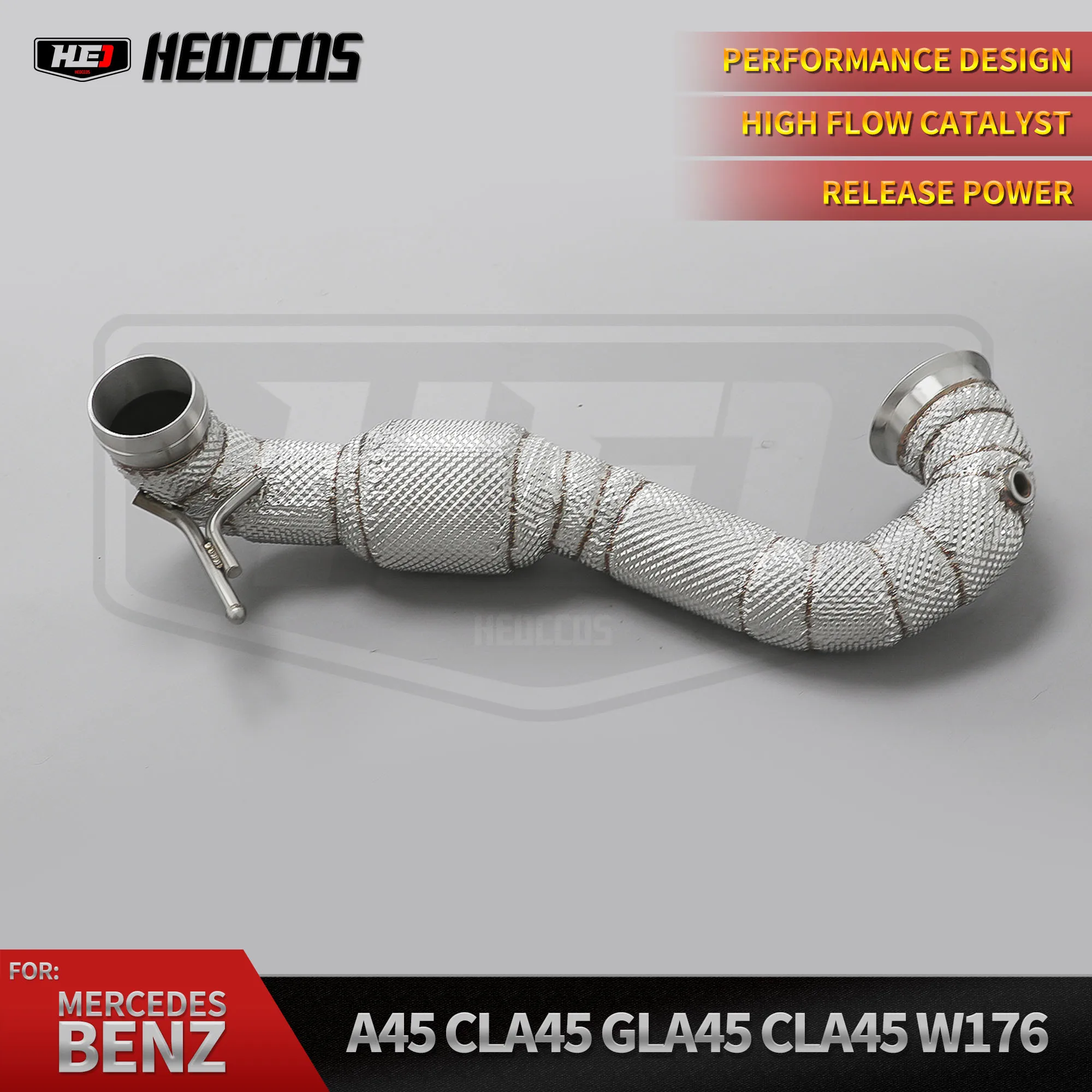 

HEO 304 Stainless with Heat Shield Exhaust Downpipe for Mercedes Benz AMG A45 CLA45 GLA45 CLA45 W176 Downpipe 2014+