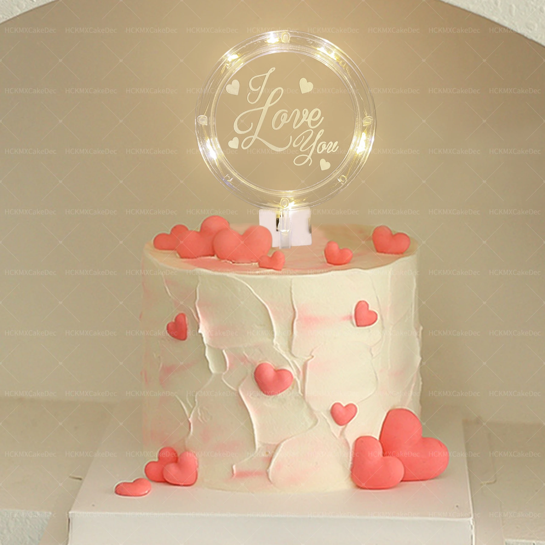 1pc Creative LED Valentine's Day Emit Light Cake Topper for Wedding Valentine's Day Party Cake Decoration Supplies