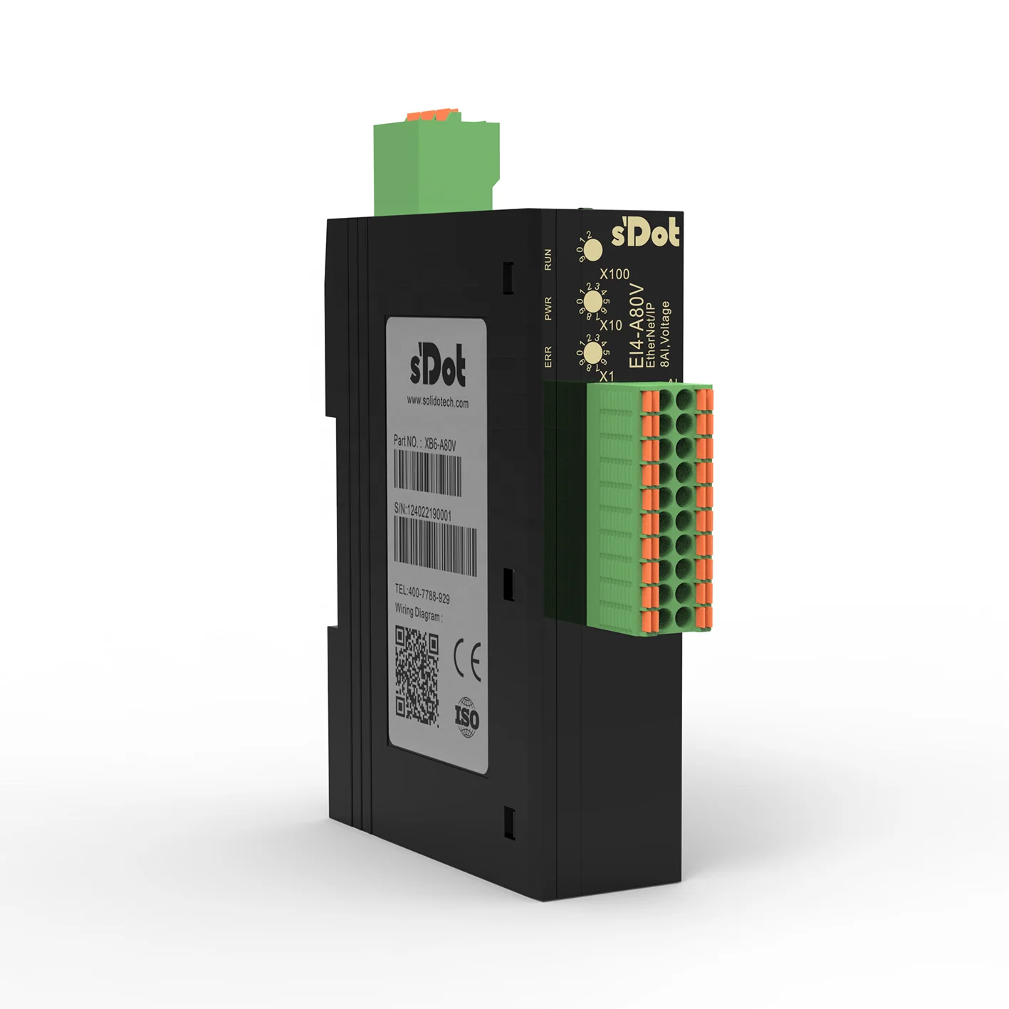 

Solidot Remote IO I/O Module EtherNet IP Integrated 8 Channel Analog Voltage Input AI 0.1% Accuracy for PLC IP20 | EI4-A80V