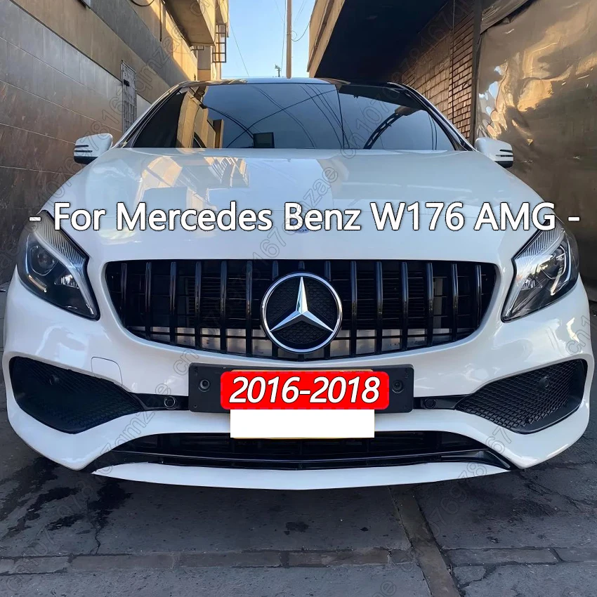 

For Mercedes Benz A-Class W176 A250 A200 A45 AMG 2016-2018 GT Style Car Front Grille Bumper Grill Gloss Black Cover