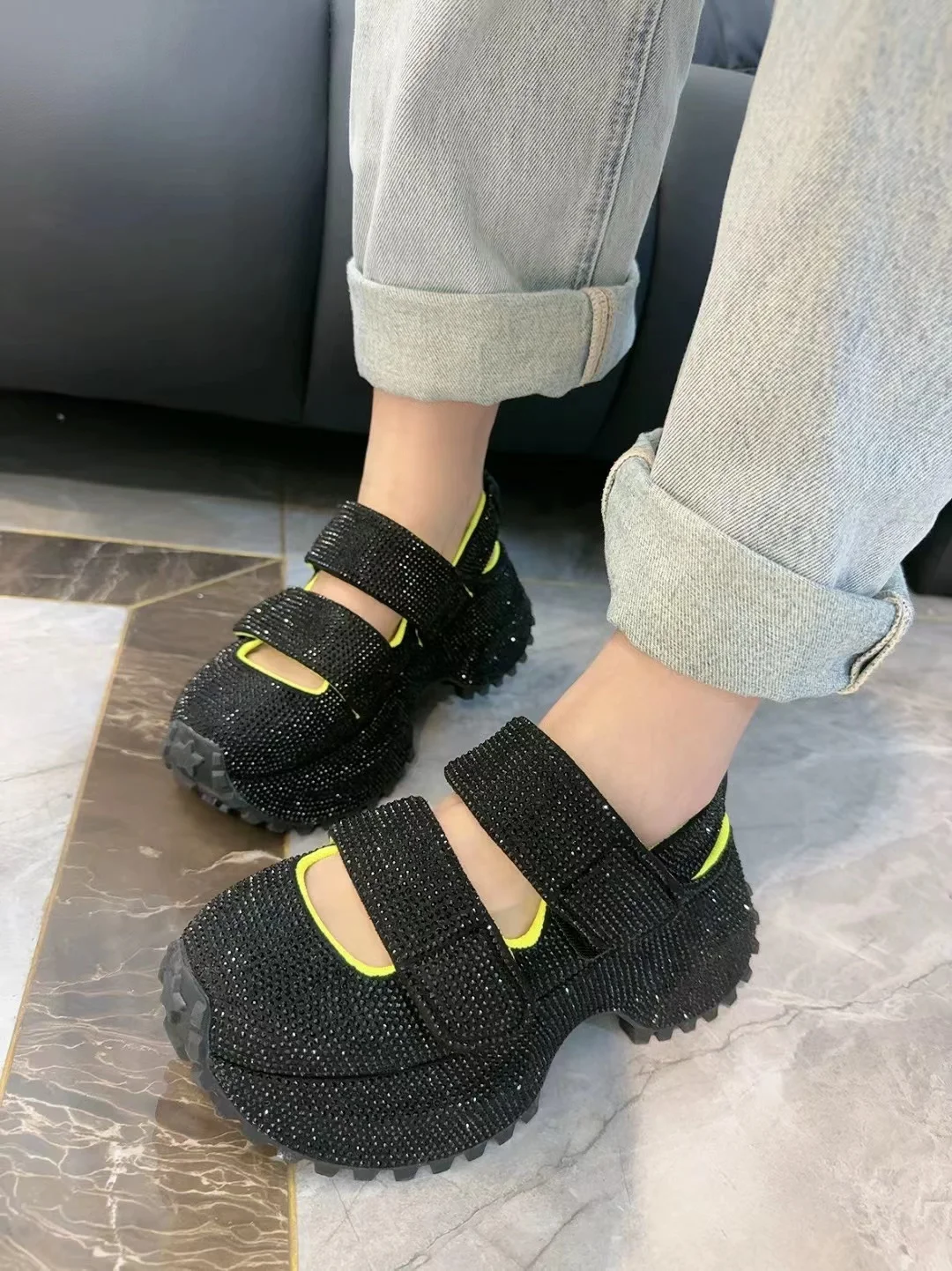 Rhinestones Sandals Woman Luxury Designer Shoes Platform Wedges Fashion Rome Dad's Shoes Comfortable Breathable Summer Sandals