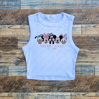 Pastel Mickey Co Tank Disney Friends Spring Baby T Shirt Retro Summer Pink Minnie Donald Womens Cute Pluto Daisy Disney Crop Tee