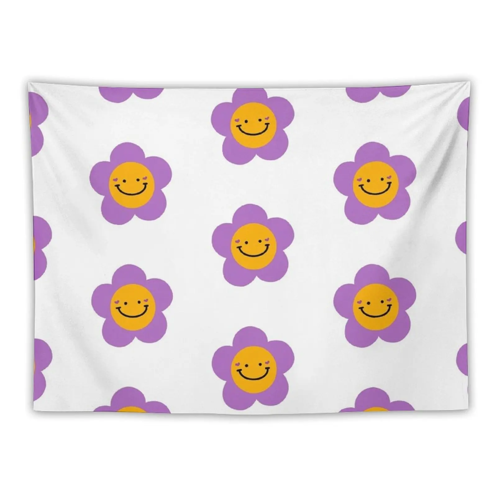 

Purple Smiley Heart Flower Tapestry Wallpaper Bedroom Home Decorating Aesthetics For Room Outdoor Decor Tapestry