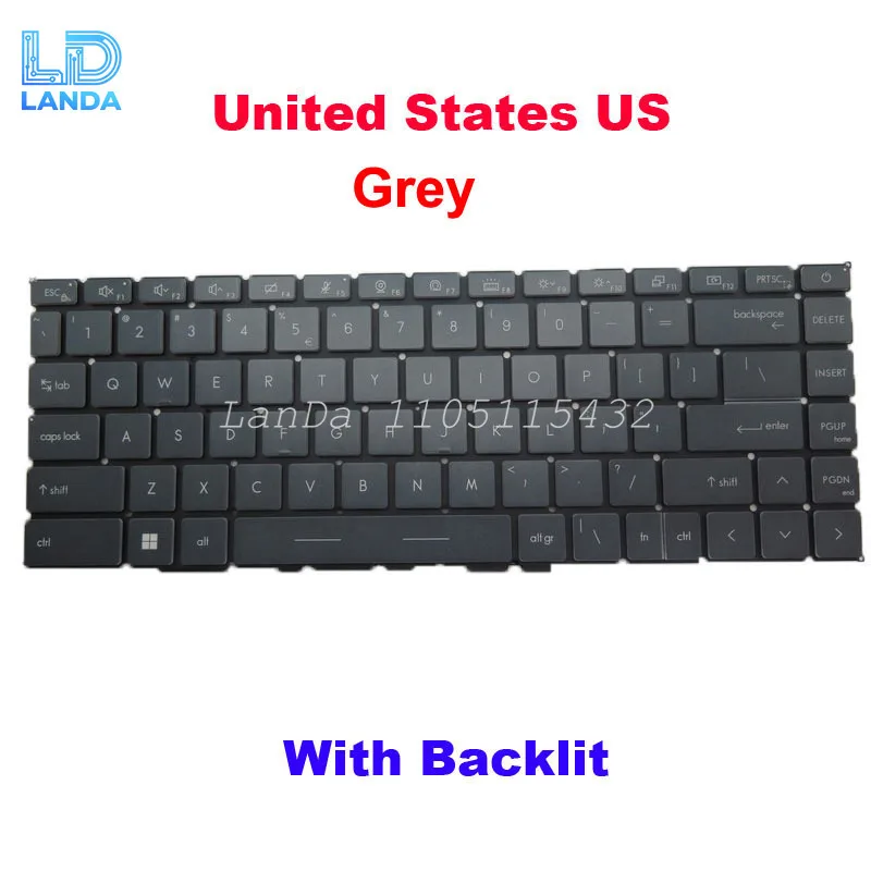 

Клавиатура US RU с подсветкой для ноутбука MSI Delta 15 MS-15CK Delta 15 A5EFK MS15CK 15,6 дюйма, английская, американская, русская, RU, серо-белая, без рамки, новая