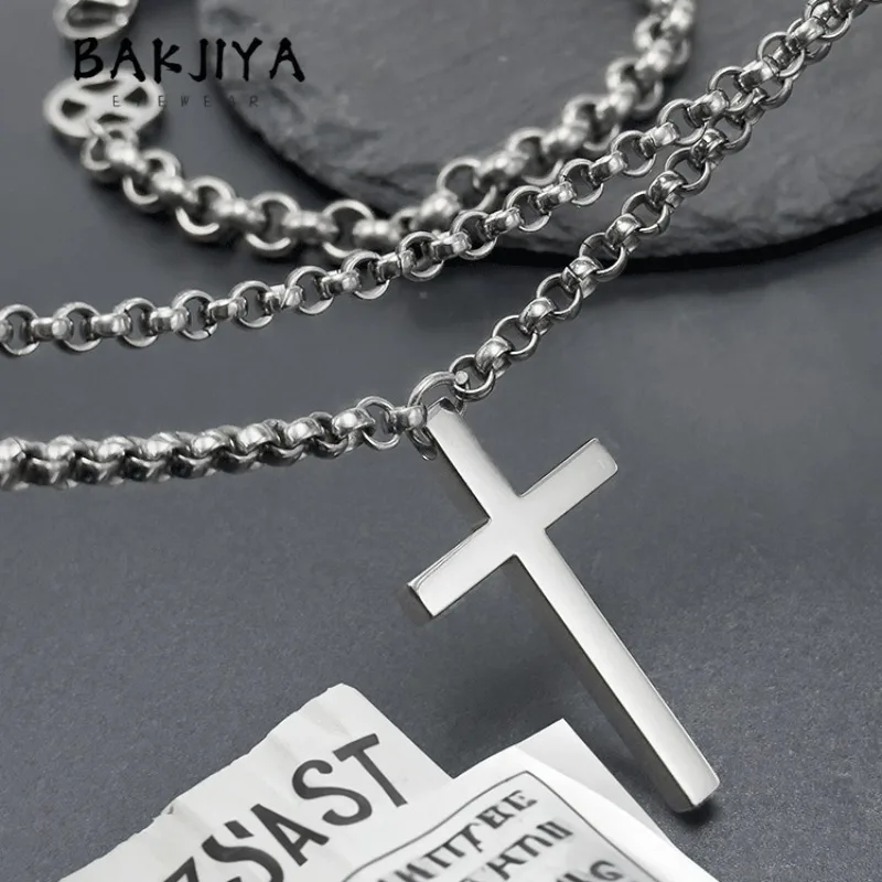 

Fashion 4.0mm Pure Titanium Cross Necklace Pendant - Unisex Round O-Rim Chain Lightweight Hypoallergenic Titanium Neck Chain