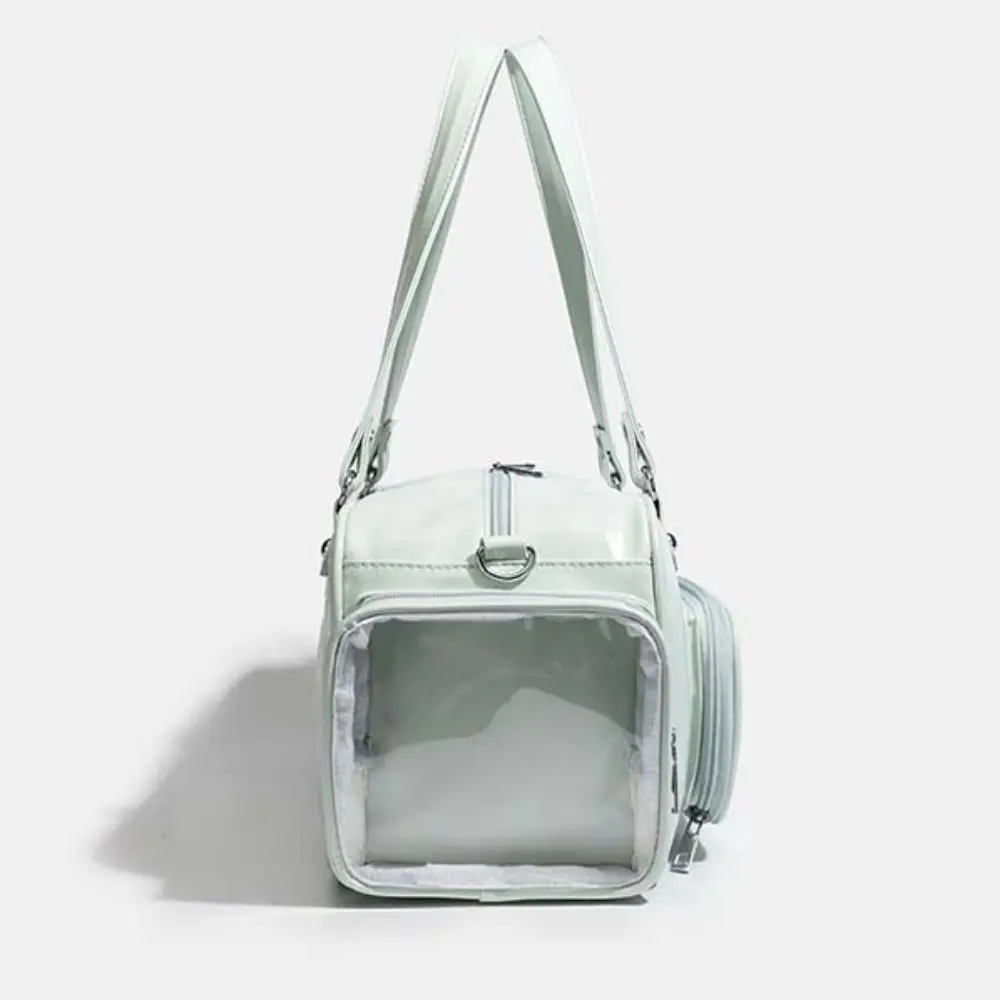 Multi Pocket Clear Ita Bag Glossy Surface with Removable Insert School Uniform Tote Spacious Interior Detachable Strap