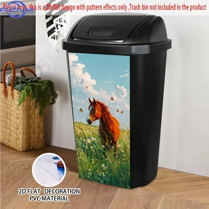 Yard Trash Container 2D Printed Decor Decal DIY Renovation Ornament for Home Dustbin