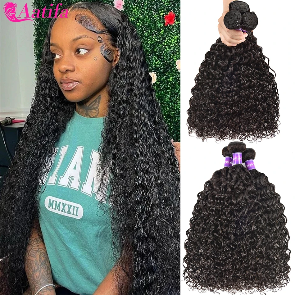 

Water Wave Bundles Brazilian 12A Human Hair Weave 1/3/4PCS Water Curly Hair Bundles Natural 8-32"Remy Hair Extensions For Women