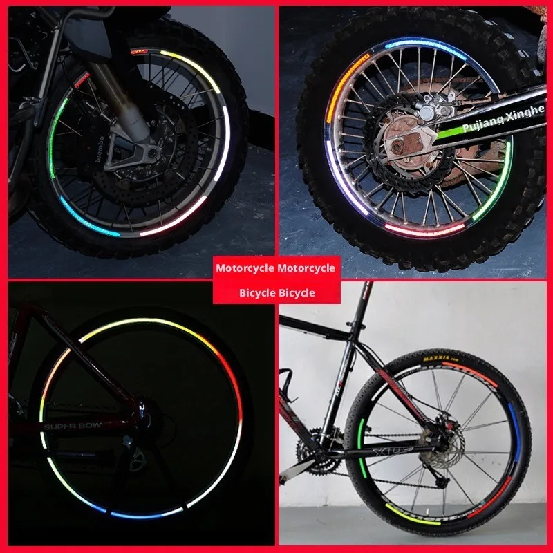 Bike Wheel Reflective Stickers Rim Tape Bicycle Safety Reflector Decals Flame Style Spoke Strips MTB Road Cycling Accessories