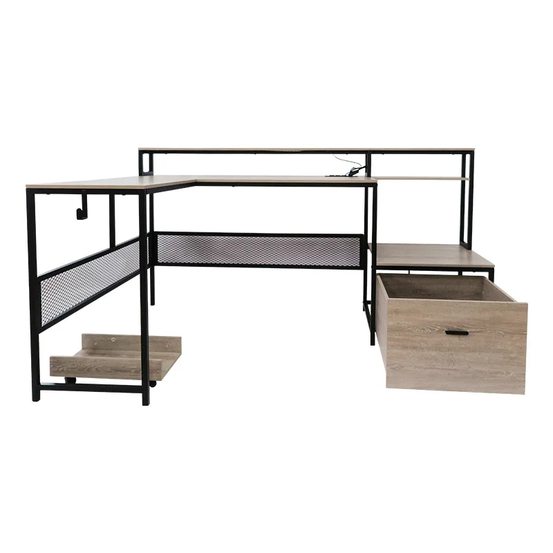 Postmodern Desktop Double-layer Computer Desk With Drawers Office Floor-to-ceiling Integrated Table