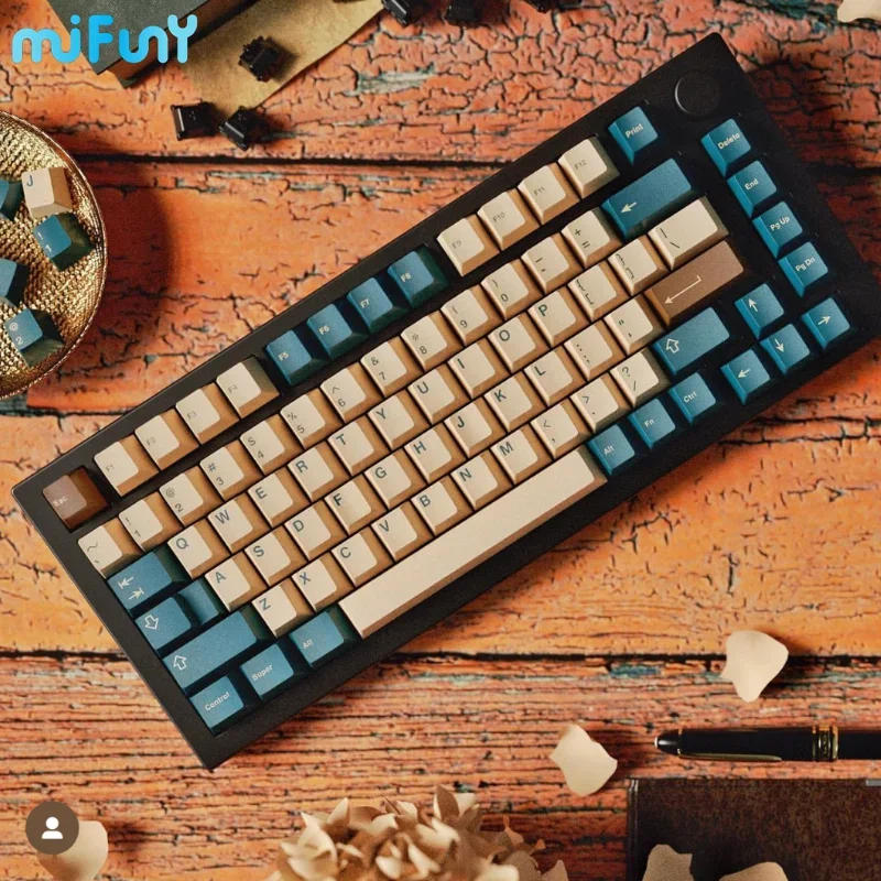 

MiFuny GMK Earth Tones Keycaps Customized Cherry Profile Gothic Keycap Thermal Sublimation for Rainy75 Accessories Keyboard Caps