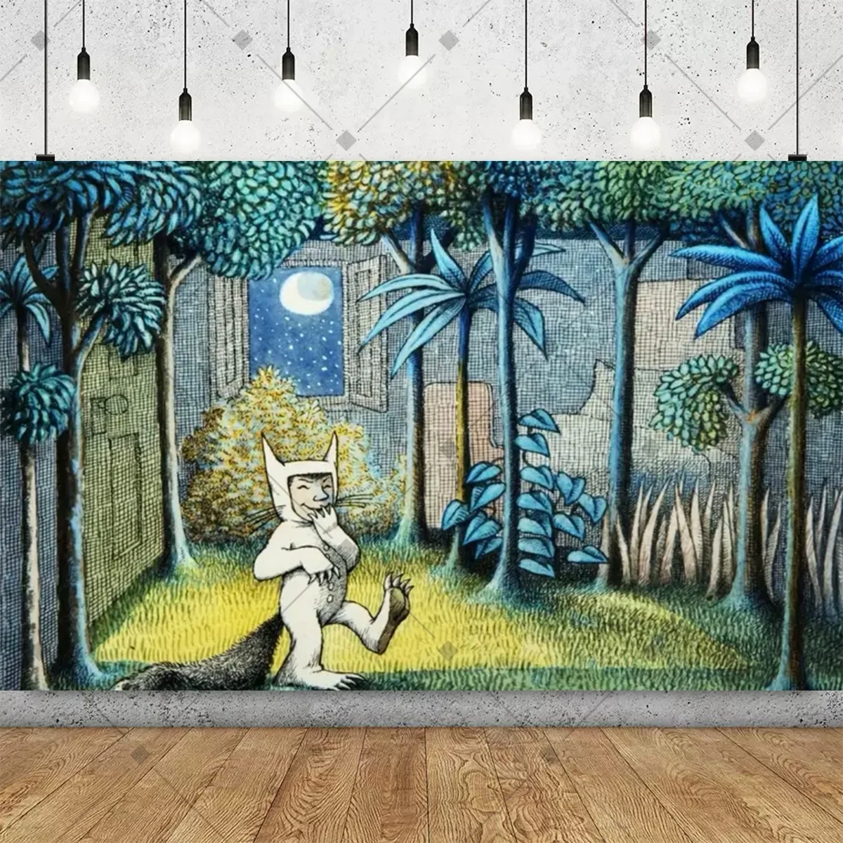 أين الأشياء البرية هي خلفية تزيين الحفلات وحوش الغابة للأطفال لوازم حفلات أعياد الميلاد لافتة ديكور معمودية الطفل #3