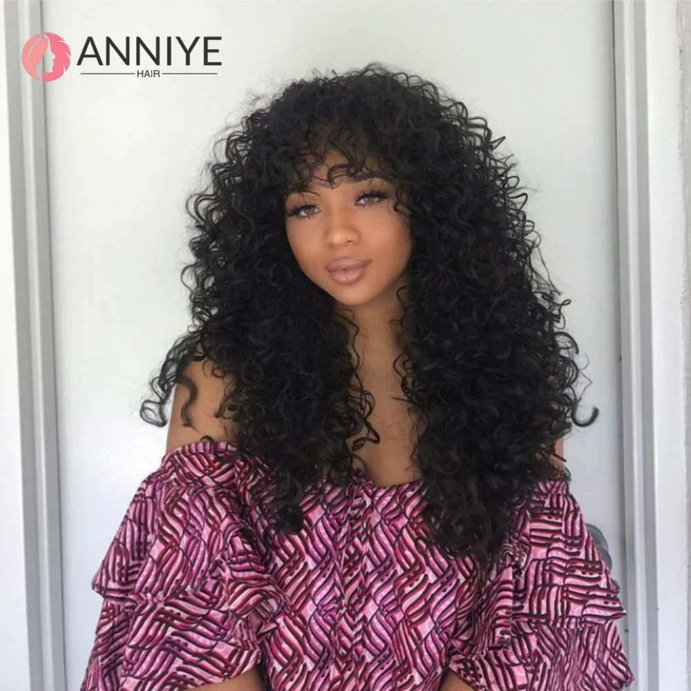 

Water Wave Wig Human Hair Full Machine Made 100% Human Hair Wigs With Bangs For Women Brazilian Cheap Wig On Sale Clearance
