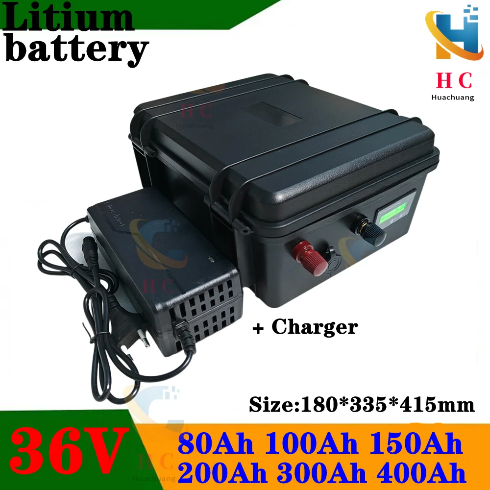 

200Ah 36V 100Ah 300Ah 36V 400Ah lithium ion battery BMS for 4000W 2000w tricycle scooter boat Solar energy EV +10A charger