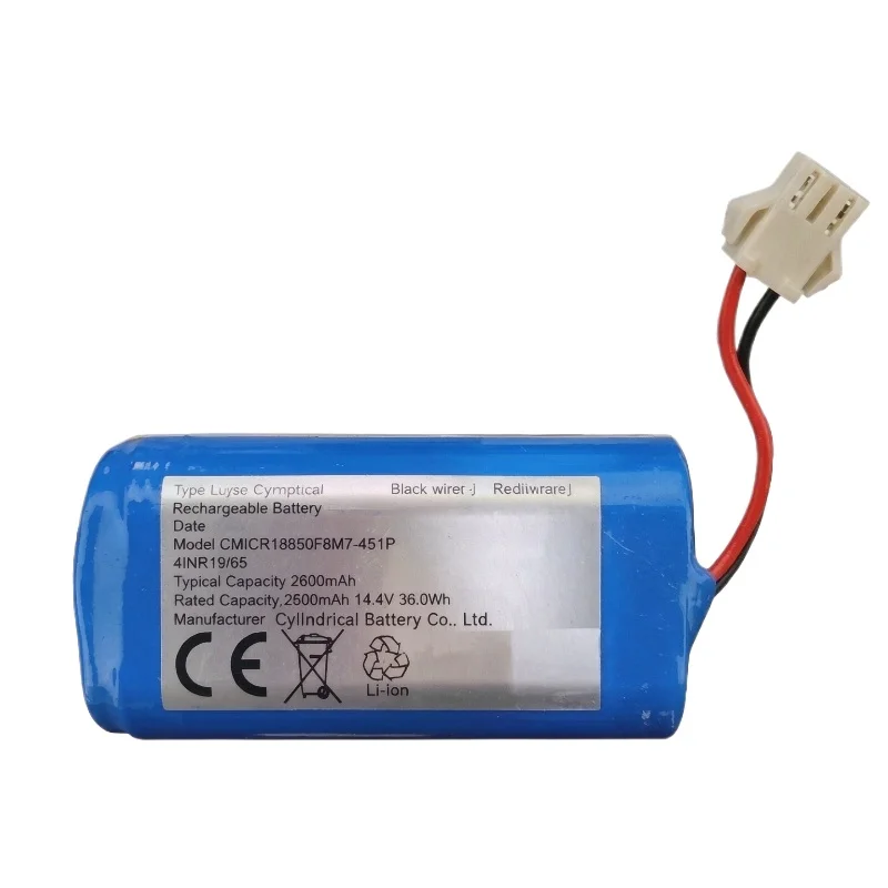 Replacement Robot Vacuum Battery CMICR18650F8M7‑4S1P 14.4V 36Wh 2500 2600mAh Li‑ion Rechargeable Sweeping Robot Battery Pack
