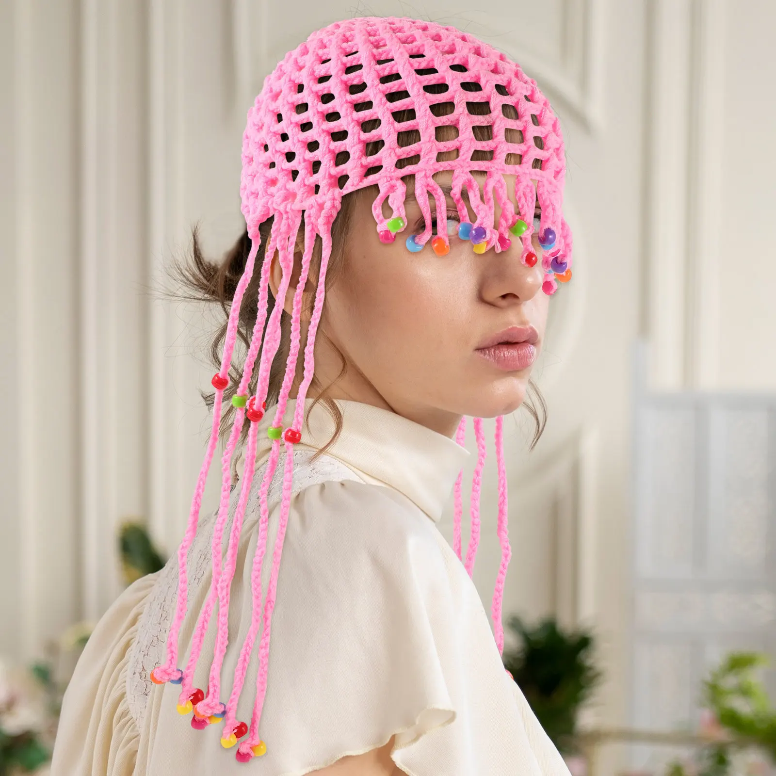 

Дышащая вязаная крючком шапка для женщин с кисточками, винтажная, в стиле бохо, для пляжа, лета, активного отдыха, путешествий, мягкая и удобная