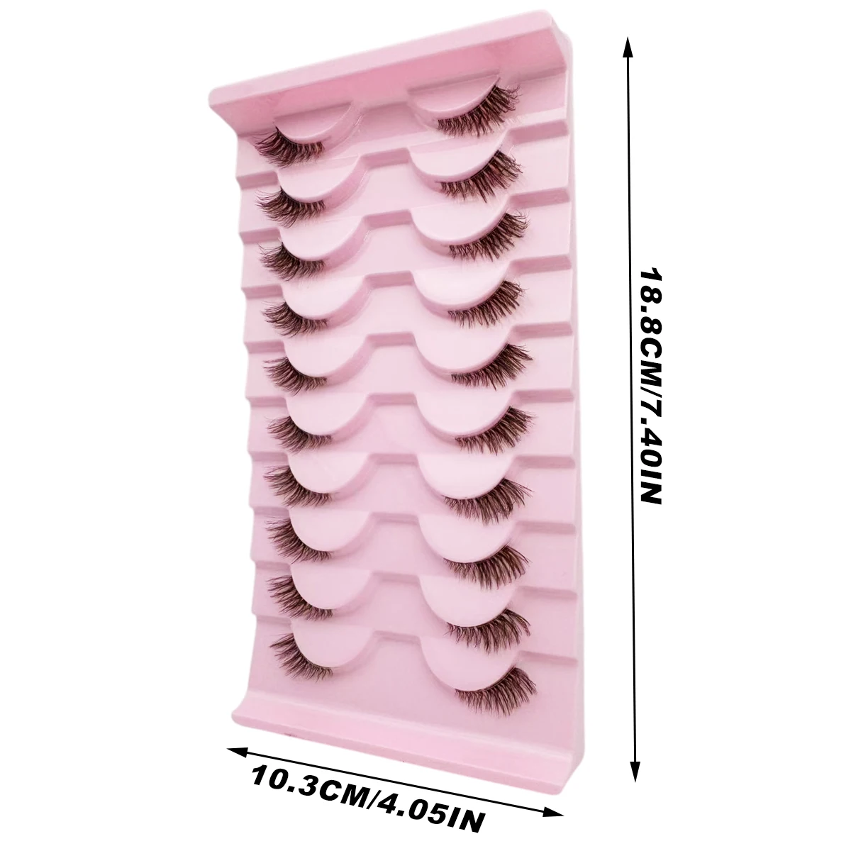 10 pares de pestañas postizas marrones de medio ojo con tallo negro único pestañas de aspecto natural que mejoran la forma de los ojos