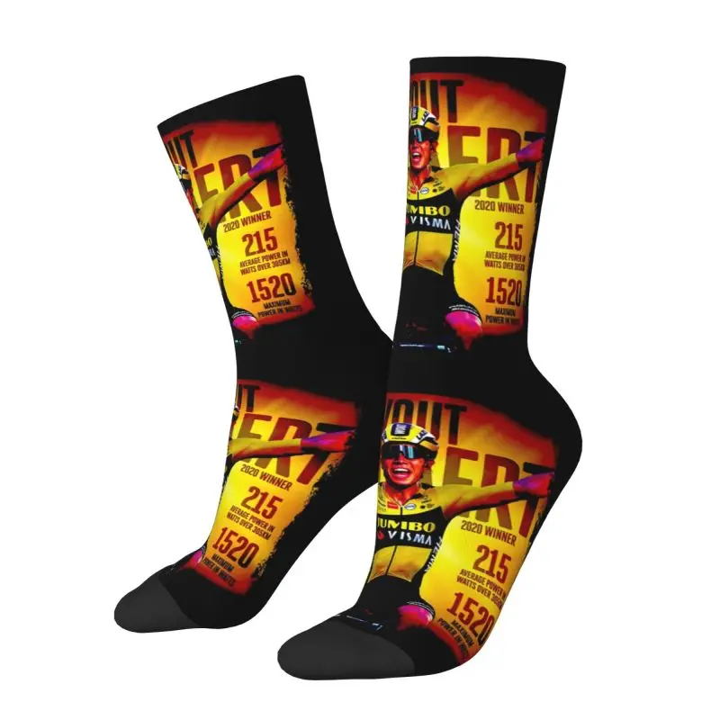 Novelty Printing Wout Van Aert Socks for Men Women Stretchy Summer Autumn Winter Crew Socks image 2