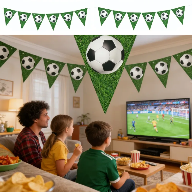 12pcs Football Birthday Pull Flags Suitable for Football Party Decorations Creating A Festive Atmosphere with Party Setup Props