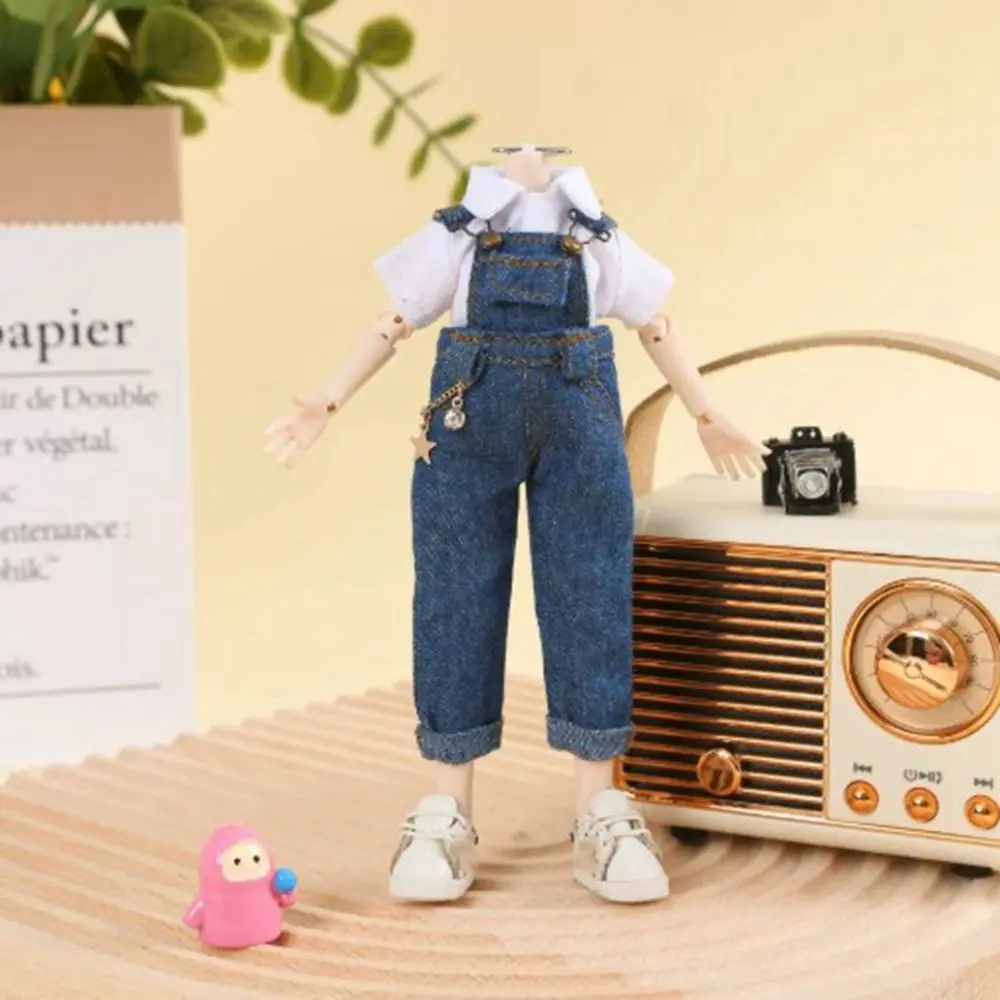 

New Fashion Princess Pants Casual Wears Cute Jeans Overalls Clothes Straps Denim Trousers for 1/12 Dolls DIY Accessories