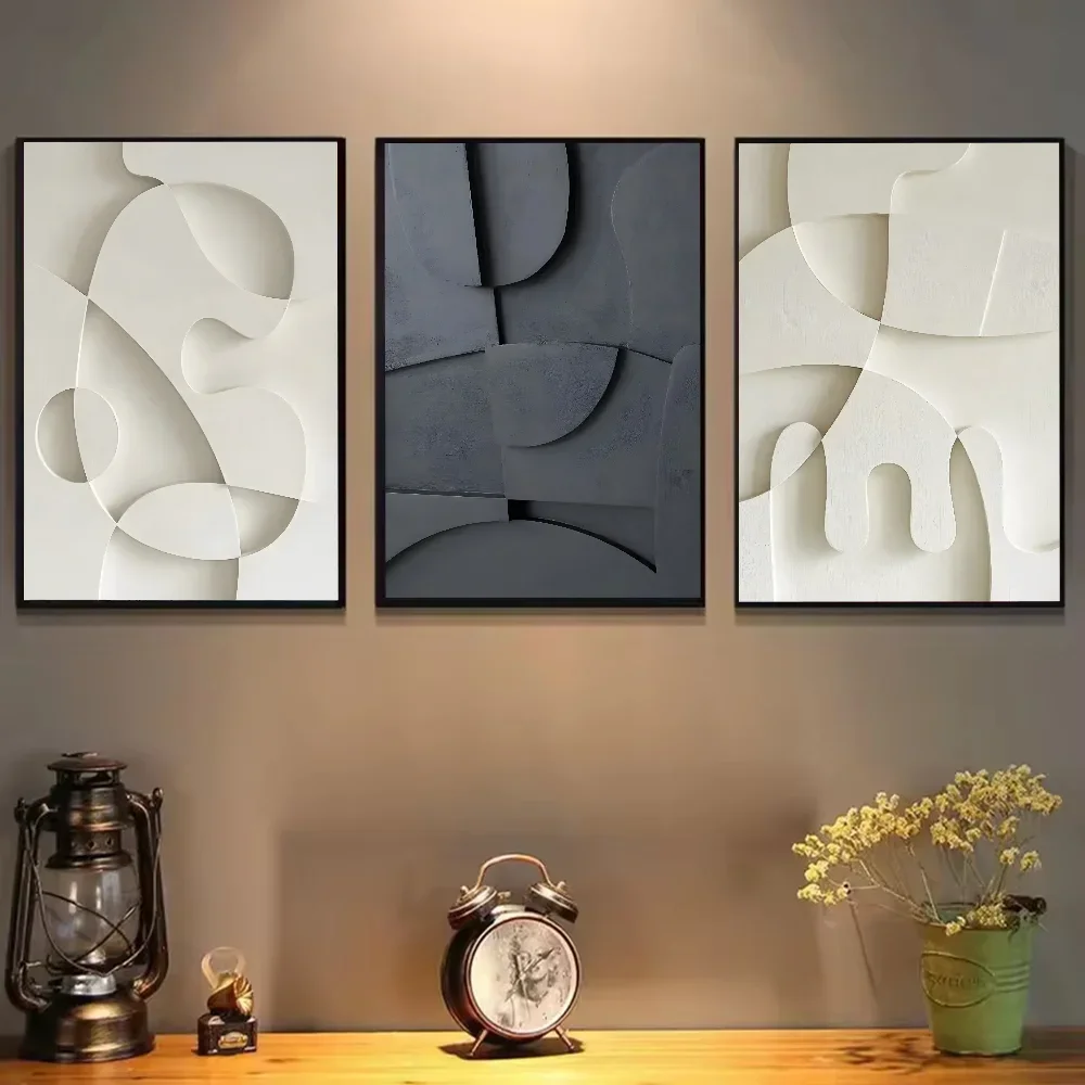 الطباعة التجريدية أبيض وأسود ثلاثية الأبعاد الملمس غير النظامية ملصق ذاتية اللصق الفن ورقة مقاومة للماء ملصق جدار ديكور