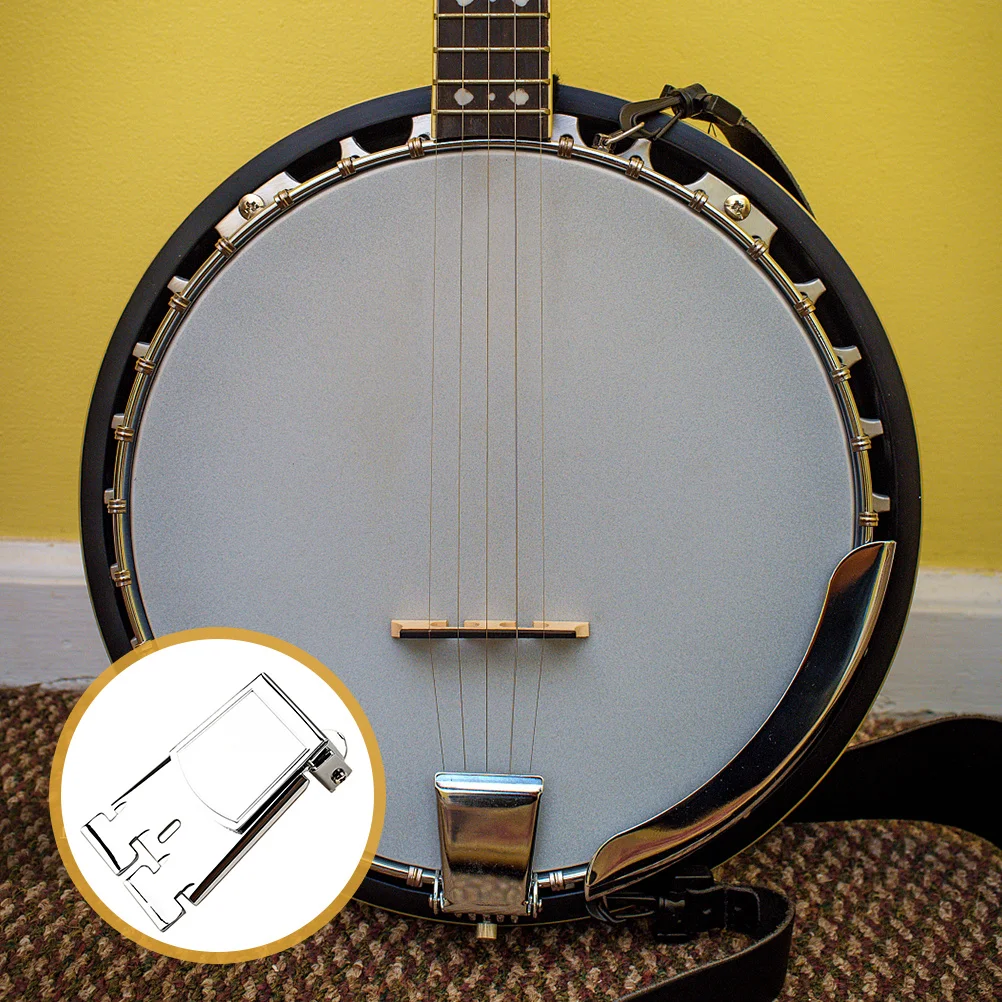 

Silver Metal Banjo Tailpiece 5-String Replacement Bridge Part Smooth Bright Surface for String Instrument Players