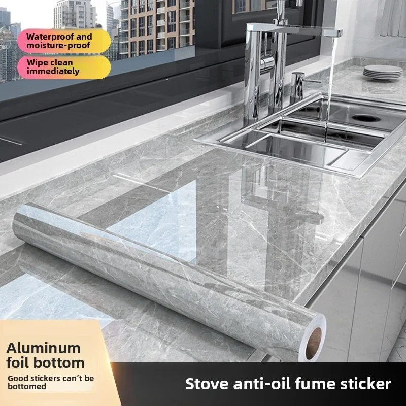 Kitchen Waterproof And Oil-proof Stickers Self-adhesive And Heat-resistant For Cabinet Renovation And Mold-proof Wall Decoration