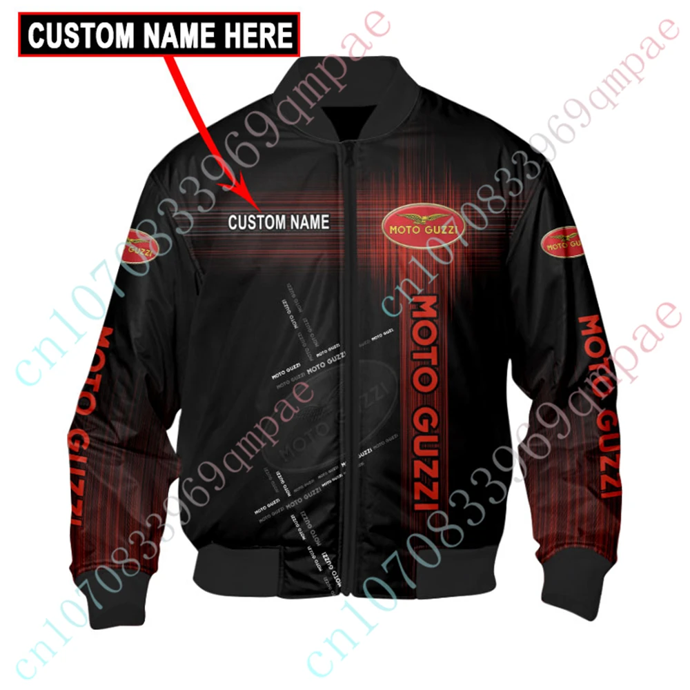 

Moto Guzzi Bomber Jacket Thick Coat Harajuku Parkas Windbreaker Techwear Baseball Uniform Jackets For Men's Clothing Custom Logo