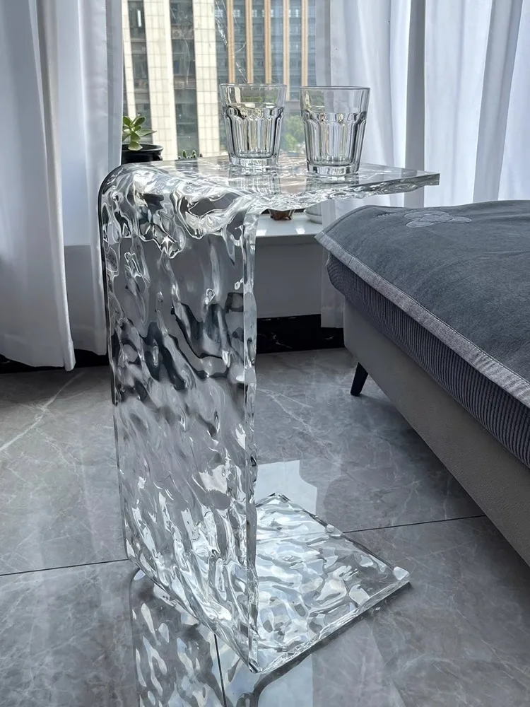 

Acrylic Water Ripple Coffee Tables,Furniture,Living Room Sofa,Side Corner Table,Balcony,Transparent Small Table Customized