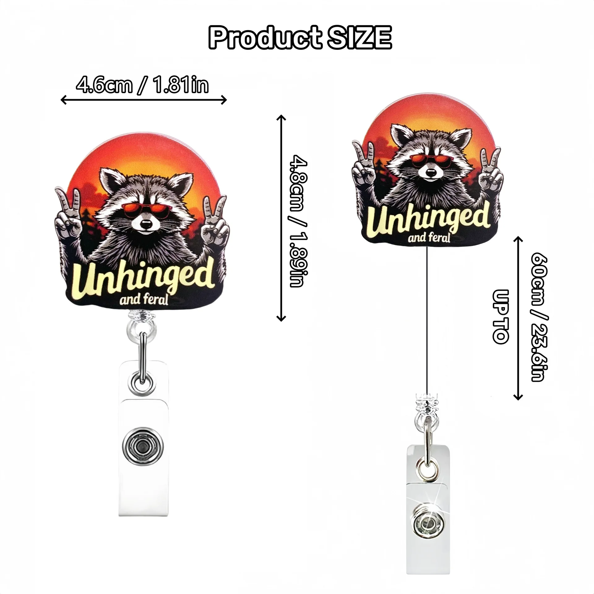 Creative Panda Hat Badge Reel Acrylic Retractable ID Name Badge Holder 360 Rotating Alligator Clip Nurse Doctor Teacher Gift