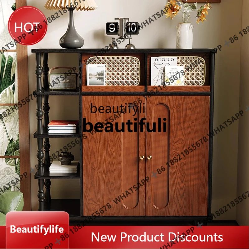 Walnut Color Mid-century Style Counter Storage Shoe Cabinet Storage french Chest of Drawers