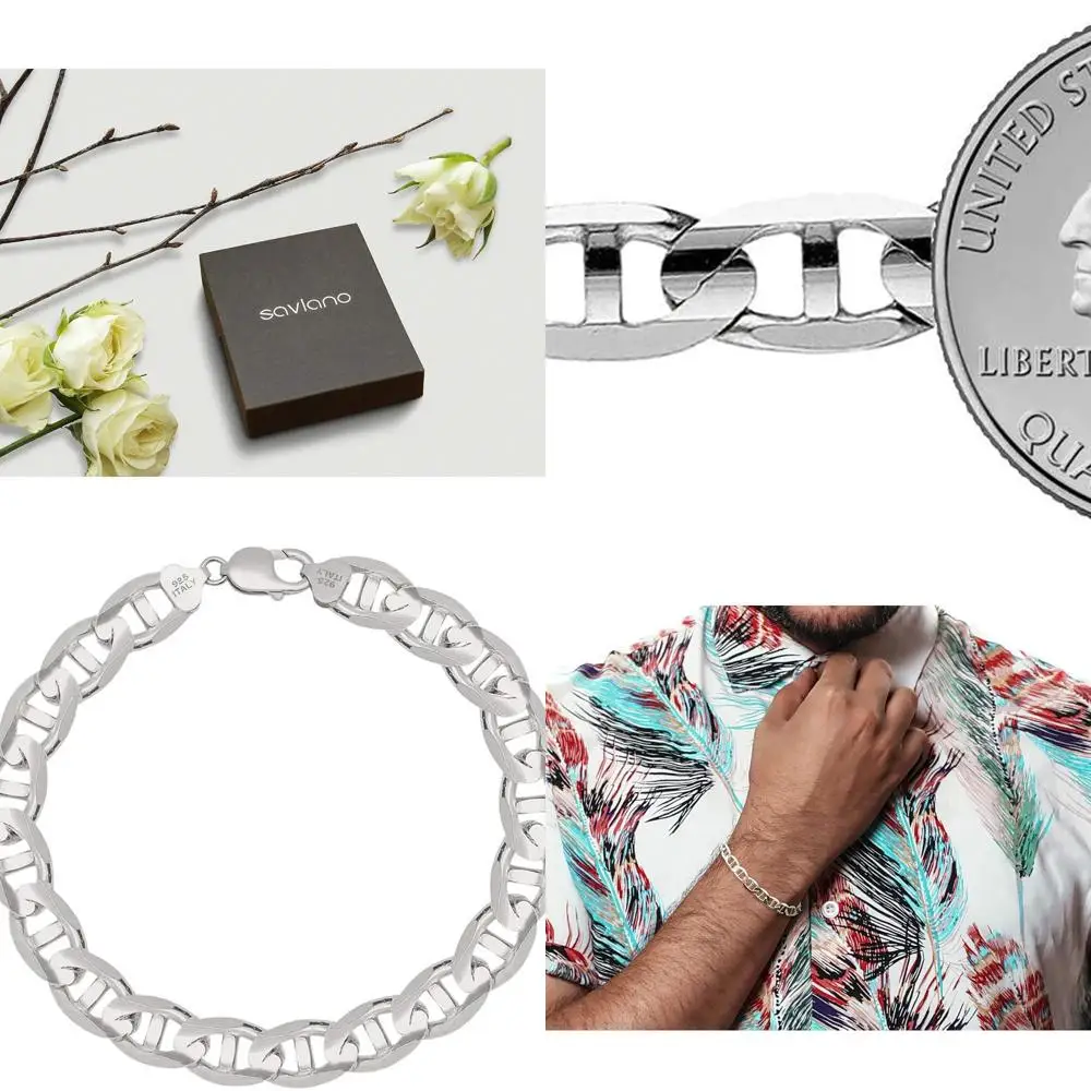 

Italian Crafted 925 Sterling Silver Mariner Link Bracelet with Gift Box for Unisex