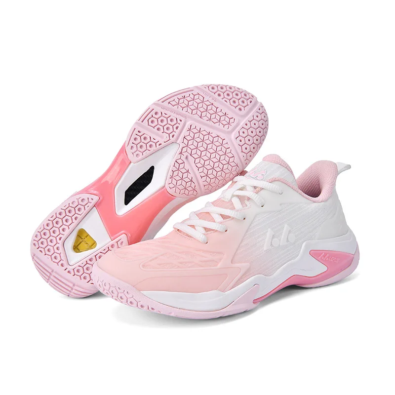 2026 LEFUS Women's Pink Color Badminton Shoes Mens Bottom Anti Torsion Carbon Plate Table Tennis Sneakers Light Handball Shoes