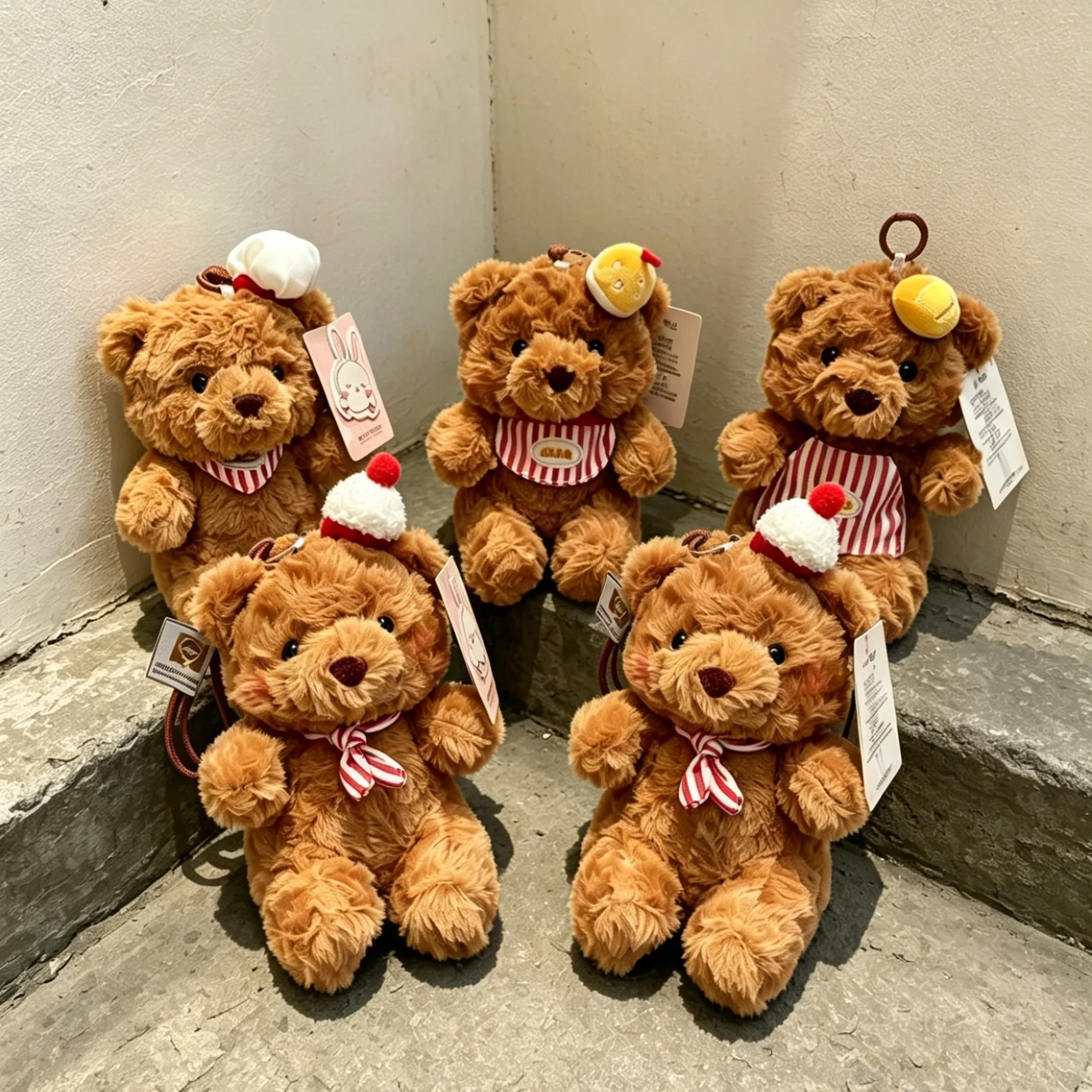 17cm Bakery Series Bear Keychain,Versatile Cartoon Bear Pendant,Rich Matching Outfit Options,Multiple Cute Hat Styles