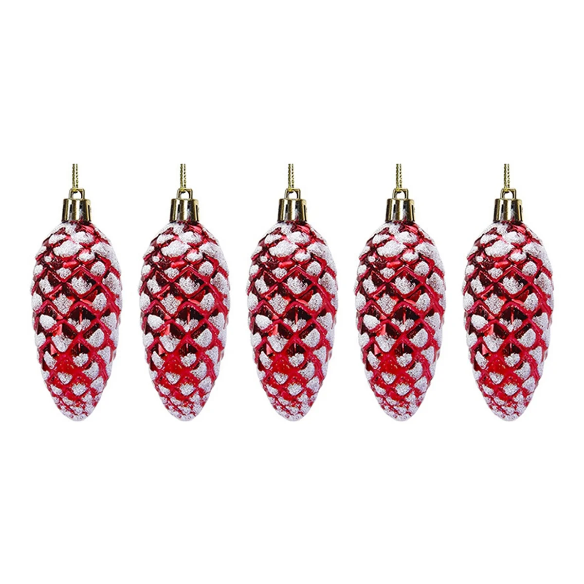 A71P สีแดงตกแต่งต้นคริสต์มาสจี้อุปกรณ์เสริมงานแต่งงานปีใหม่ตกแต่งหน้าต่างจี้,กรวยสนยาว