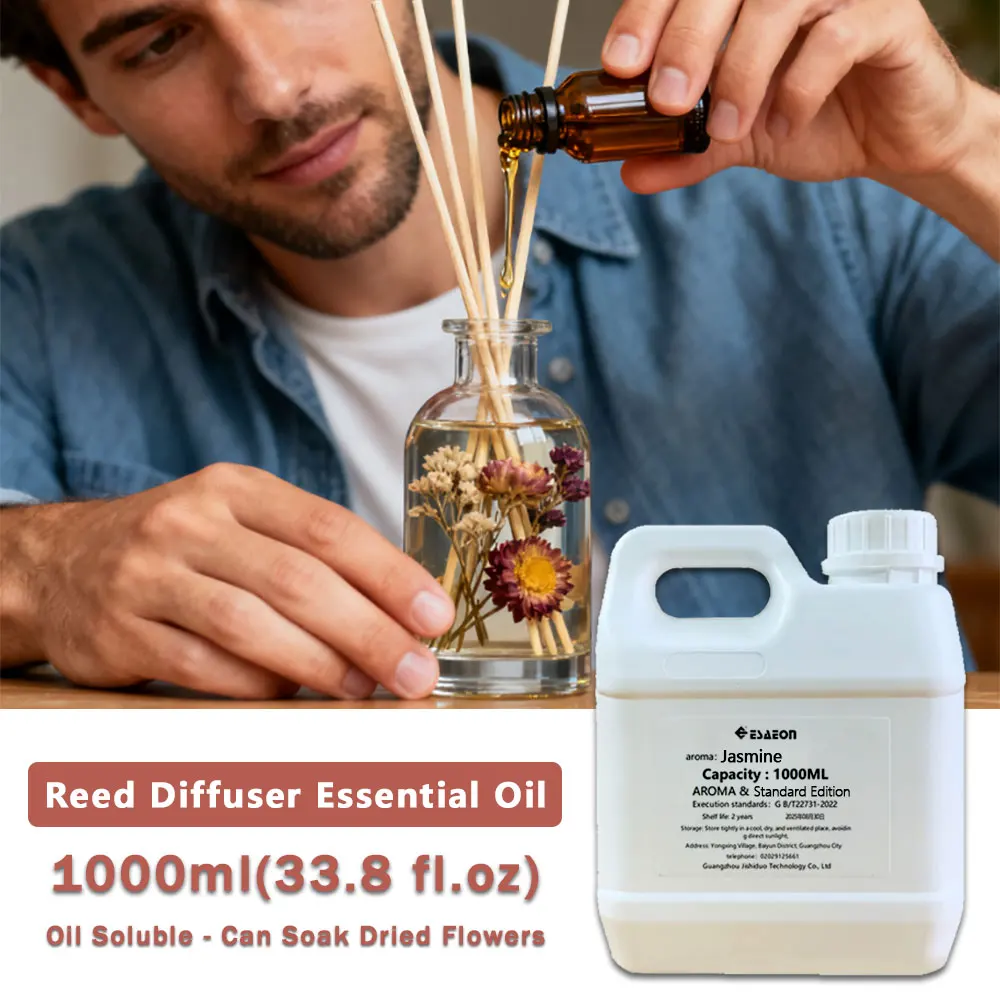 ESAEON 1000ml (33.8 fl.oz) Jasmine/Eucalypt/Hilton Essential Oils - For Hotel/Club/Toilet Reed Diffuser & Fireless Aromatherapy