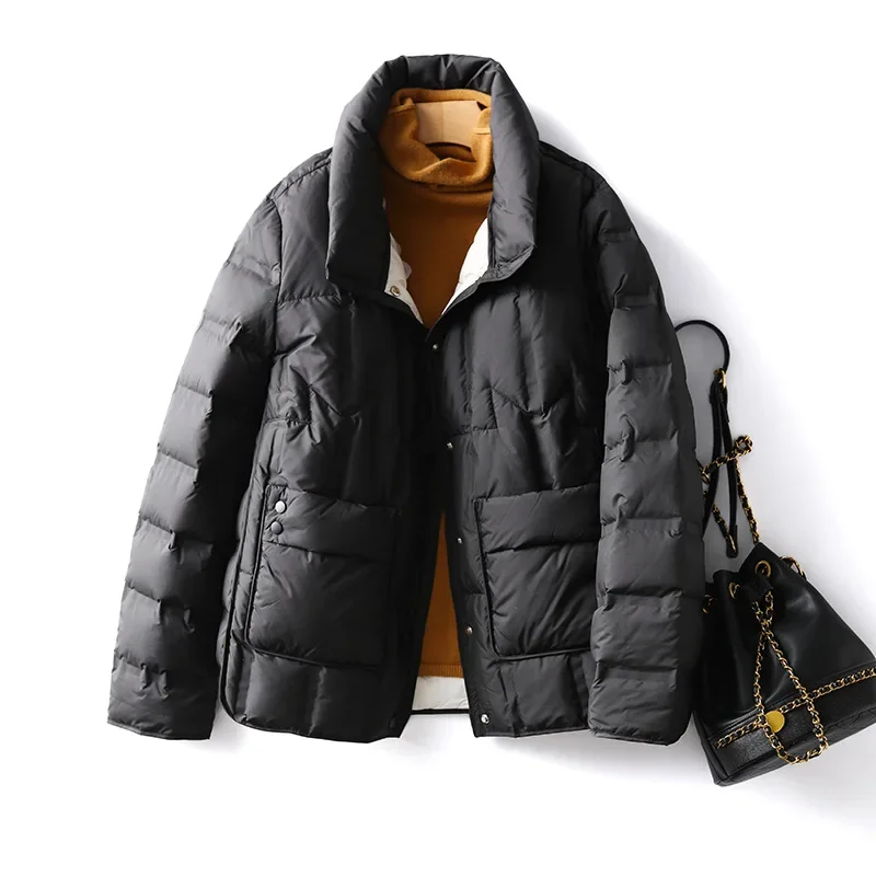 جديد وصول 90% الأبيض بطة أسفل الأزياء الدافئة ضوء عارضة الإناث سترة المرأة أزياء قصيرة الشتاء سترة منفوخة #1