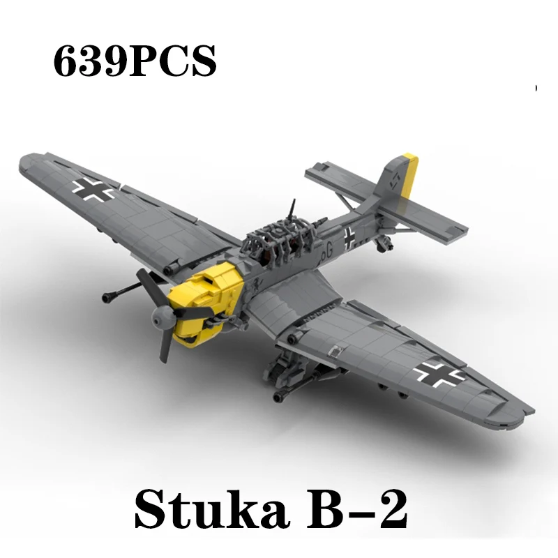 WW II military Fighter series model MOC block Ju 87 Stuka B-2 bomber Creator expert Collector bricks Kit Puzzle toy Kids gifts