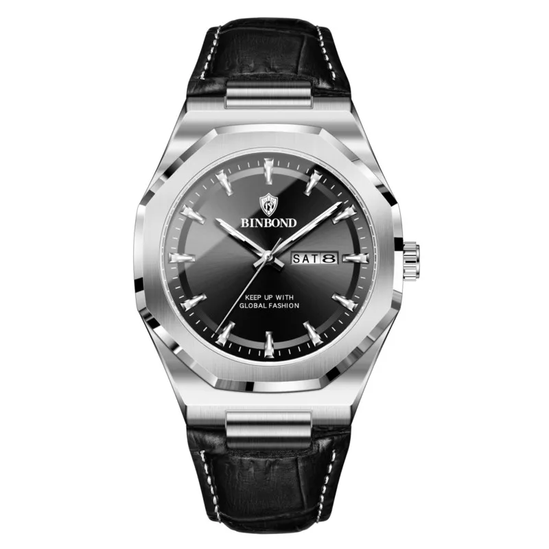 BINBOND Authentic Men Quartz Wristwatch Calendar Luminous Korean‑Style Trendy Casual New Arrival Male Wrist Watch
