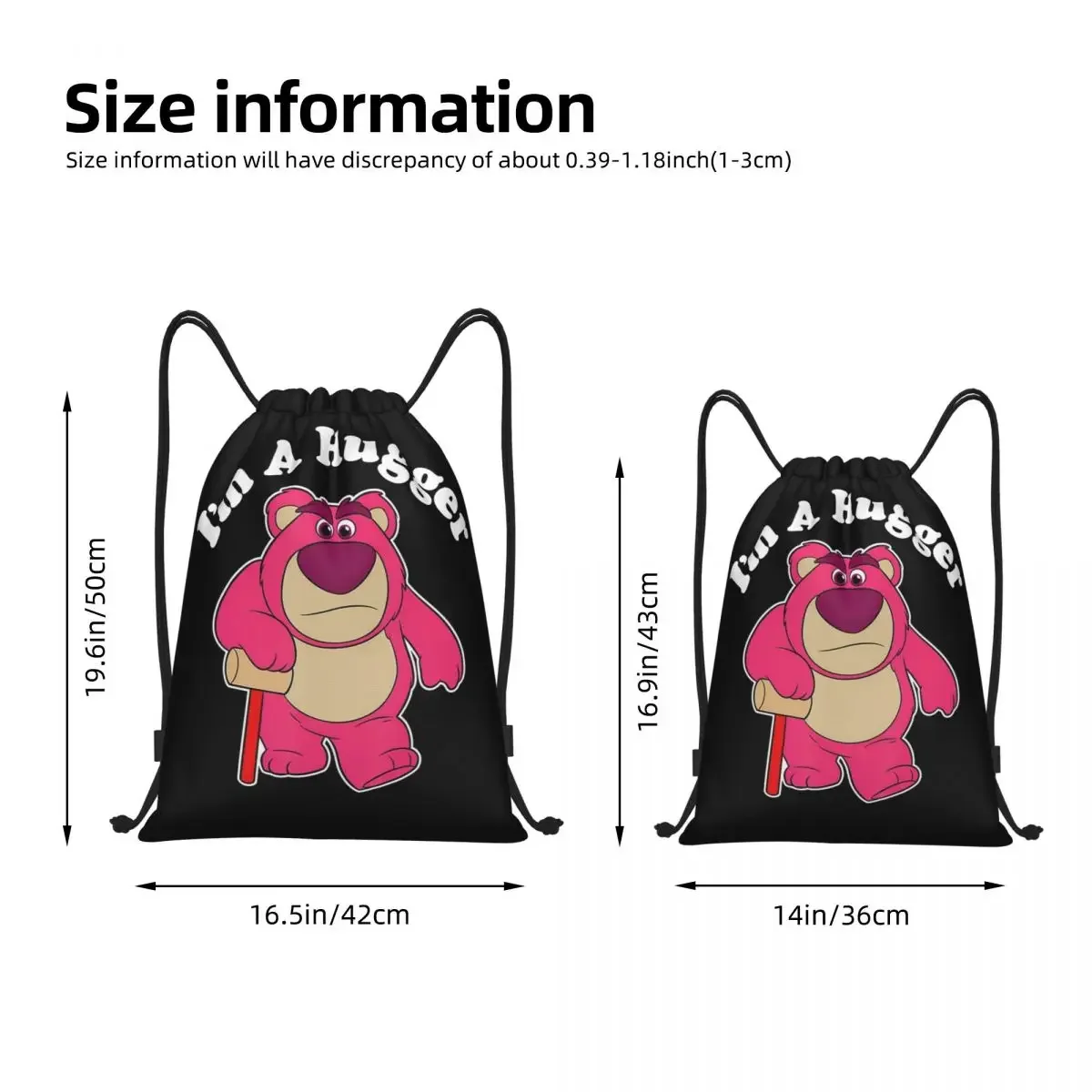 Toy Story Kids Movies Lotso Drawstring Backpack Gym Sports Sackpack String Bag for Running