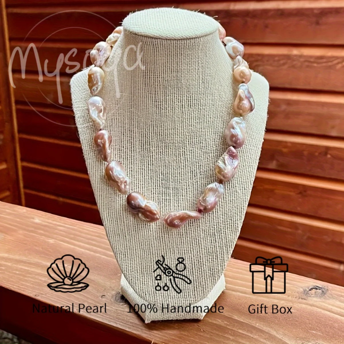 

MYSOYA 25-28mm Purple Baroque Freshwater Pearl Necklace Multiple Sizes With Gift Box Perfect Gift For Wedding Birthday Christmas