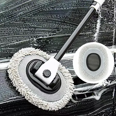 세차 브러시 걸레 키트, 셔닐 세차 브러시, 텔레스코픽 긴 손잡이 청소 걸레, 세차 관리용