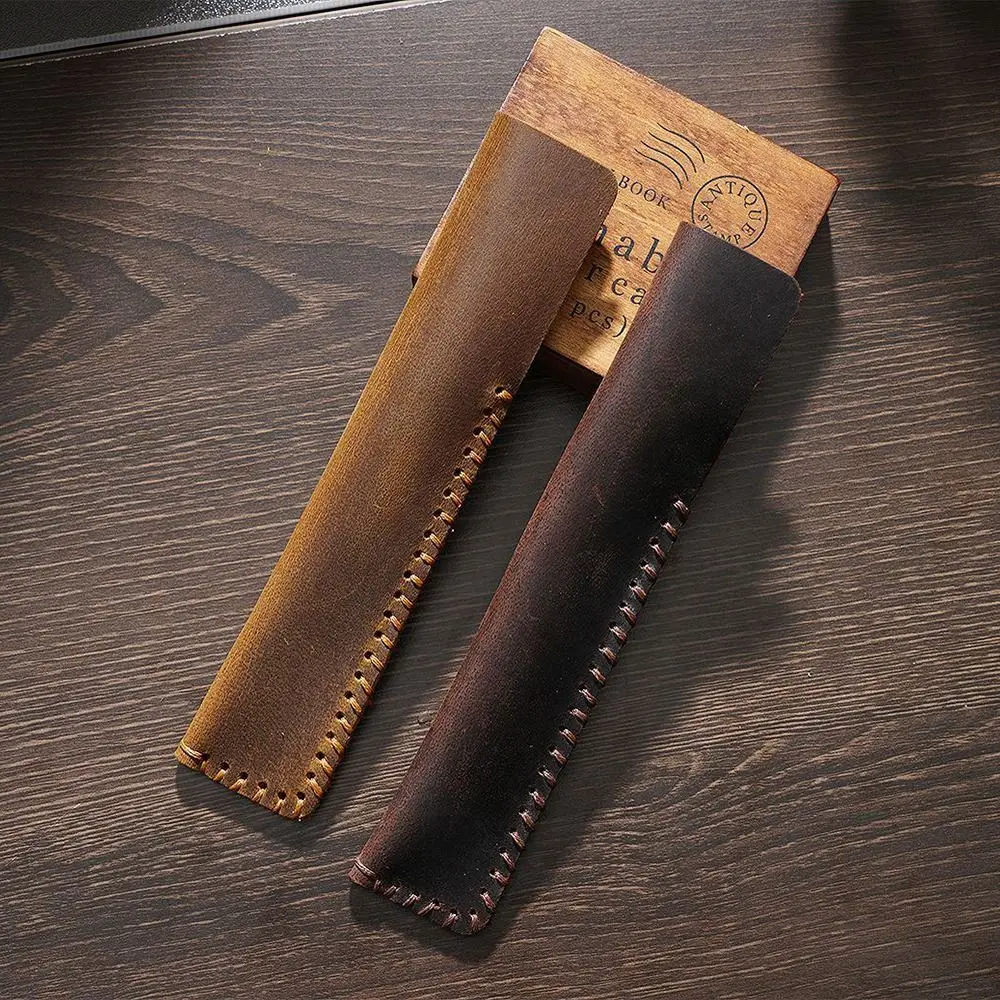 Handmade Cowhide Pencil Case Retro High-end Pencil Holder Leather Pen Bag DIY Leather Pen Sleeve Pouch Stationery