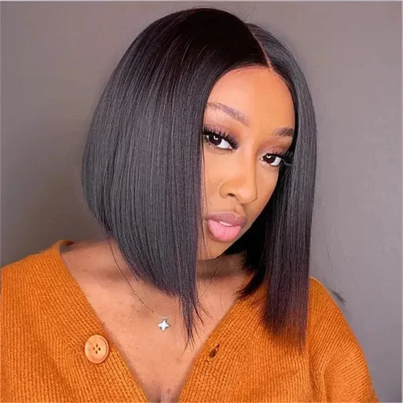 

hd lace front human hair wig 13x4 closure short bone straight bob wigs 200 density brazilion gluess wig human hair ready to waer