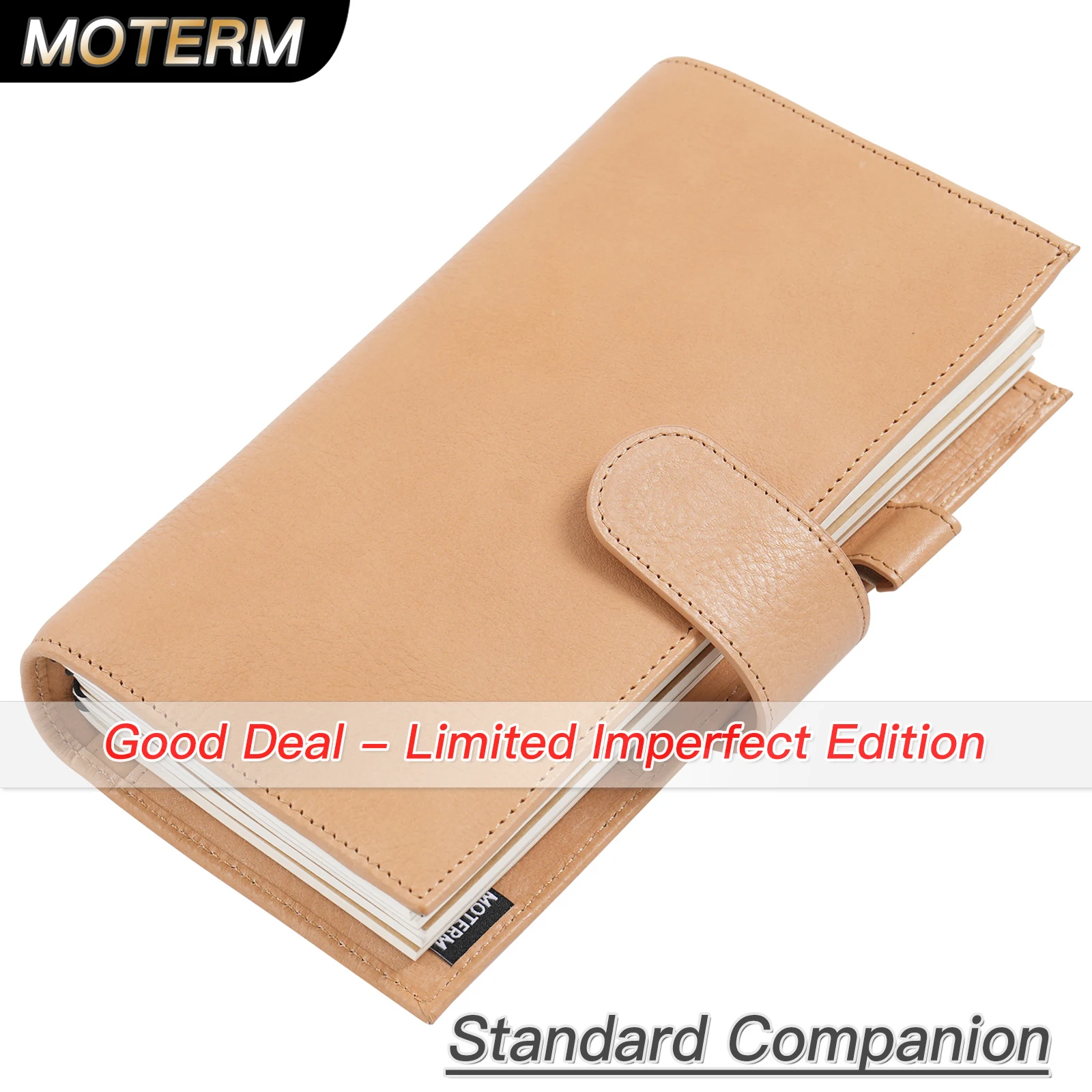 Moterm imparfait limité en cuir tanné végétal pleine fleur, compagnon de voyage, Journal organisateur de carnet de notes de taille Standard