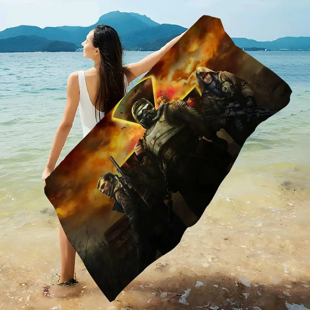 Horror Game S-Stalker Anime Beach Swimming Towel Soft Absorbent Washcloth Children's Gifts for Kids Travel Camping Gym