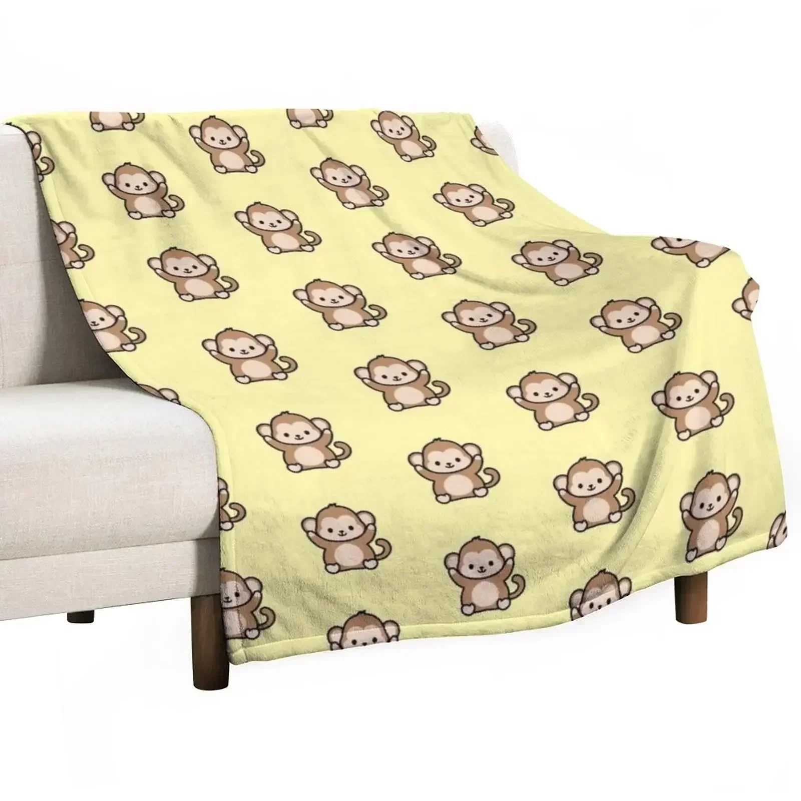 Monkey Throw Blanket Warm Accent Blanket for Living Room Decoration