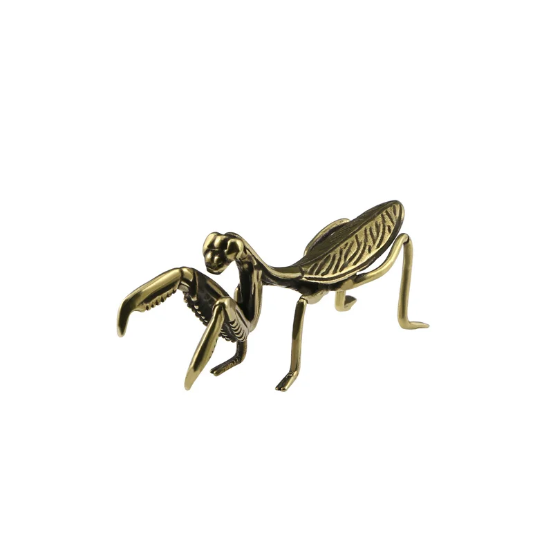 Mantis Figurines Vintage Brass Antique Insect Ornament Miniature Tea Pet Home Decor Collectible Craft Gift